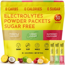 Keto Vital Tropical Keto Electrolytes Powder No Sugar - Elektrolites with Kálium, Magnézium, Nátrium, & Kalcium - Sugar Free Electrolyte Powder Packets Drink Mix & Hidration Powder, 30 Servings