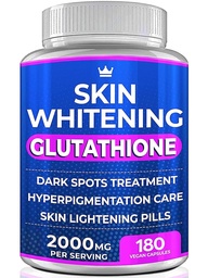 Glutation fehérítő tabletták - 180 kapszula 2000mg Glutation - Hatékony bőr világító kiegészítés - Sötét Spots, Melasma & Acne Scar Remover, Hyperpigmentation Treat - Antioxidáns
