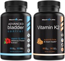 Fejlett húgyhólyag-kontroll kiegészítés nők és férfiak számára 60 kapszula + K2-vitamin kiegészítés - teljes spektrumvitamin K2 MK7, MK4 és kalcium - 90 kapszula