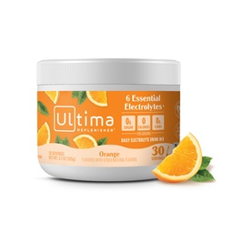 Ultima Replenisher Daily Electrolyte Powder Drink Mix - Sugar Free - Orange, 30 Servings - Hidration Powder with 6 Key Electrolytes and Trace Minerals - Keto Friendly, Vegan, Non-GMO