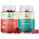 Bundle of Fiber Gumies - Chicory Root Supplement with Prebiotic Support for Gut & Digestive Health and Magnézium Gumies - Relaxing Magnézium Citrate - Málna ízesített test & elme relaxation
