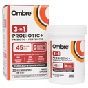 Ombre 3- in1 Probiotic, Prebiotic and Postbiotic for Digestive Health & Gut Health - 45 Million CFU - puffadás, székrekedés és gázmentesség - Metabolikus és immuntámogatás nők és férfiak számára, 30 napos ellátás
