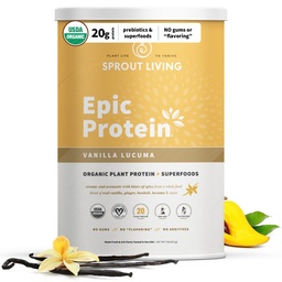 Sprout élő epikus fehérje, növényi alapú fehérje & Superfoods Powder, Vanilla Lucuma Powder 124; 20 Gram Organic Protein Powder, Vegan, Non Dairy, Non-GMO, Gluten Free, Low Sugar (2 font, 24 Servings)