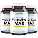 Holisztikus egészségügyi Labs Vision Alive Max 8 természetes összetevők Lutemax ® 2020, Bilberry, áfonya, c3g fekete ribizli, Maqui Berry, Saffron, és Astaxantin (30 gróf (3-as csomag))