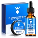 Beard Growth Oil & Beard Balm - Szakállas növekedési készlet 2X koncentráció biotin férfiak, természetes összetevők Argan olaj, Jojoba olaj és vitamin (Sandalwood)