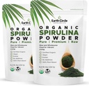 Earth Circle Organics Spirulina Powder, Kosher, Raw and Non-Irradiated Achine 124; Pure Vegan Protein Achemas 124; Premium Energy Superfood, High in Amino Acids and Antioxidants - (8oz - 2Pack)
