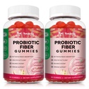 9- in1 probiotikus fiber gumik felnőttek számára & Teens 16G fiber per serving, Psyllium Fiber kiegészítés 5 milliárd CFU Bacillus Coagulans, Inulin, ACV Digestive, Gut & Immune Wellness - 2 üveg