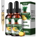 (2 csomag) Magnézium-glicinát kiegészítés, folyékony magnézium-glicinát folyékony cseppek 500mg- Support Stress Relief, Relaxation, Mood, Alvás, Csont & Muscle4 Fl Oz, Vegan, Ananász Flavor
