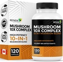 REÚJ TEVÉKENYSÉGEK Gomba Complex 2 kapszula per szerving - 10 Gomba keverék antioxidánsokkal az Immune Health & Wellness - Támogatja a teljes vitalitás & Hosszú távú Wellness -Készült Kanadában - 120 kapszula