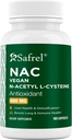 Safrel N- Acetyl- L- Cystein (NAC) kapszula, 600mg, 180 Count, Légzőrendszer, Immun, Máj- egészségügyi Potens antioxidáns támogatás, Free-gyökök, Easy to Absorb, Non-GMO, Gluten Free