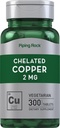 Piping Rock Chelated Copper 2 mg Supplementa124; 300 Tabletta