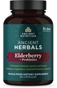 Ősi Táplálkozás Elderberry és probiotikumok kiegészítés, Ősi gyógynövények Fekete Elderberry kapszula, Immunrendszer támogatás, Teljes élelmiszer kiegészítés, Gluten Free, Paleo és Keto Friendly, 60 kapszula