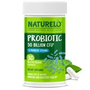 NATURELO Probiotics for Digestive Health - 50 milliárd CFU, 11 Strains Daily Supplement - Növeli az immunrendszert, késlelteti a kiadást, 30 Vegetáriánus kapszula