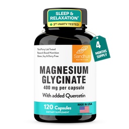 Sandhu Magnézium Glicinate 400mg Quercetin kapszula 124; Minőségi alvás, Relaxáció, Izomegészség és Immuntámogatás 124; 120 Count (1-es csomag)