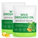 Oregano Softgels olaj, 2 in 1 Oil of Oregano with Black Seed Oil 240 Count, Oregano Oil Supplement kapszula, Organic Oregano Oil kivonat, Non-GMO, Gluten Free - 2 Bag
