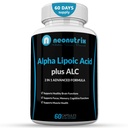 Alpha Lipoic Acid Plus Acetyl L-Carnitin Antioxidans Ergänzung ALA ALC für gesunde Gehirn Funktion & Muskelkraft, Fokus, Memory & Cognitive Funktion für Frauen & Männer - 60 Kapseln von Neonutrix