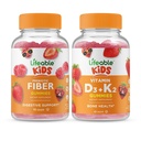 Életképes Prebiotikus Fiber Kids + D3-vitamin + K2-vitamin Gyerekek, Gumifélék Bundle - Nagy ízű, vitamin kiegészítés, glutén mentes, GMO mentes, rágható gumi