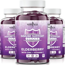 NEW AGE Immunrendszer támogató gumik - Sambucus Black Elderberry Gumies C-vitaminnal és cinkkel (Immune Support 180 Gumies)