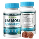 Vegan Ashwagandha Sea Moss Gumies - Black Seed Oil, C-vitamin & D immuntámogatás, emésztés, antioxidáns 13 in 1 Bundle, Sea Moss Chlorophyll Advanced Strength Formula 2Pack 120 Gumies