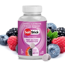 SaltStick Electrolyte FastChews - 120 vegyes berry rágóelektrolitok - Sós tabletta futásra és hidratálásra, Elektrolyte sajtok - 120 gróf