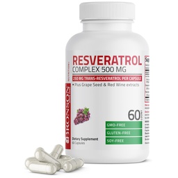 Bronson Resveratrol 500 Complex Standard Trans- Resveratrol + Grape Seed & Red Wine Extract, 60 kapszula
