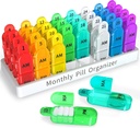 Zoksi Monthly Pill Organizer 2 Times egy nap, 30 Day Pill Box Organizer Am Pm, Daily Pill Case 32 Large Commodities for Each Day, Portable Travel Pill Container for Vitamins and Medicine