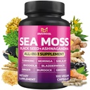 BMVINVOL Sea Moss Black Seed Shilajit Ashwagandha + Bladderwrack, Ginger, Moringa, Turmic, Burdock, Ginseng, Rhodiola Rosea - 100 kapszula