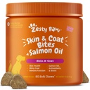 Zesty Paws lazacolaj kutyáknak bőr és kabát, Omega 3 halolaj sajtok, kutya allergia megkönnyebbülés sajtok, Itch Relief kiegészítés, 90 gróf, lazacflavor