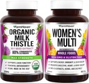 FarmHaven Milk Thistle Capsules and Multivitamin for Women - 124; 22 Essential Nutritents, Fruits & Veggies Womens Multivitamin - 124; Boosts Energy, Immune, Heart Health Bundle