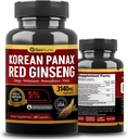 Koreai Panax Red Ginseng, Red Ginseng kiegészítők Premium 3140mg (Ginsenoside 5%) Koreai Red Ginseng Intensive 60 kapszula (Maca Root) Készült USA-ban