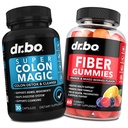 Dr. BO Fiber Gumies & Colon Cleanse kiegészítők - Fincsi gumi Prebiotic Fiber kiegészítés - Super Colon Magic Bowel Mozgástámogatás Gut & Gyomor Tisztítás