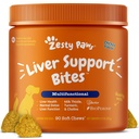 Zesty Paws májpótló kiegészítés kutyáknak - a Milk Thistle kivonat, Turmeric Curcumin, Kolin - Soft Chew Formula - a kutya májfunkció