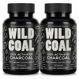 Wild Foods Actived Charcoin Capsicum 124; 100% Organic Cochems Shells Active Tablets for Bloating Relief