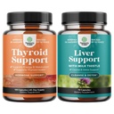 Bundle of Herbal Thyroid Support Complex with L Tyrosine Bladderwrack Selenium Pure Ashwagandha and Liver Cleanse Detox & Repair - Milk Thistle with Dandelion Root Coline Beetroot & Articsóka kivonat