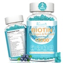 Biotin és Collagen Gummees B12, Hair Skin és Nails Vitamins Gummees for Hair Growth, Gling Skin & Strong Nails - Áfonyás aroma, Sugar Free, 120 Ct