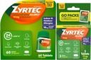 Zyrtec 24 óra Allergia enyhítő tabletta, beltéri és kültéri allergia orvoslás 10 mg Cetirizine HCl per antihisztamin tabletta, Bundle Pack, 60 ct + 3 ct Travel Packs, 63