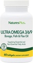 Natings Plus Ultra Omega 3 6 9- 1200 mg, 60 Softgels - Borage Oil, Fish Oil, Flax Oil Supplement, Gluten- Free - 60 Servings