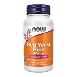 NOW Foods kiegészítők, Red Yeast Rice 600 mg, Készült Organic Red Yeast Rice, 60 Veg kapszula