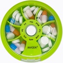 INVODA Weekly Pill Organizer 7 Compartement Rotating Pill Box for Daily Medication & Vitamins - Portable Travel Pill Case Fish Oil Supplements Vitamins Organizer (Orange)
