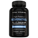 Vital Vitamins Resveratrol Supplement - Antioxidáns támogatás, Cellular Longevity, Kognitív funkció - 60 kapszula