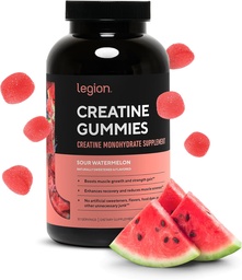 LEGION Creatine Monohidrát Gummees - Clean Chewable Creatine Supplement for Strength, Endurance & Muscle Recovery - 30 Savanyú görögdinnye ízesítők - Nincs mesterséges aroma vagy édesítő