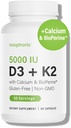 Noophorikus D3 K2-vitamin 5000 NE - K2-vitamin 100 mcg MK7, kalcium, BioPerin - Csontegészség & Immun Support Supplement - Gluten- Free, Non-GMO - D3-vitamin K2 kiegészítés (60 szervadékok)