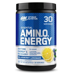 Optimum Nutrition Amino Energy - Előedzés zöld tea, BCAA, Amino Acids, Keto Friendly, Green Coffee Extract, Energy Powder - Áfonya Lemonade, 30 szerváció (Packaging May Vary)