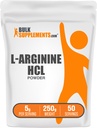 BulkSupplements.com L- Arginine HCl Powder - Nitric Oxide Supplement, Arginine Powder - Unflavoled & Gluten Free, 5g per Serving, 250g (8.8 oz) (1-es csomag)