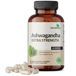 Futurebiotikumok Ashwagandha Extra Erő Stressz és Hangulattámogatás BioPerine - Nem GMO Forma, 120 Vegetáriánus kapszula