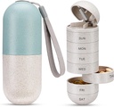 Zannaki 2 in 1 Pill Organizer with Cutter, Grain Fiber Weekly Pill Case Large Competition Nedvesség, Magnetic Lock, BPA Free Travel Hiking Pill Box 7 Day to Hold Pills, Vitamins, Halolaj, kiegészítők