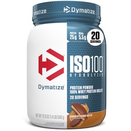 Dymatize ISO100 tejsavó fehérje por izolátum, csokoládé mogyoróvaj, 25 g fehérje, 5.5g BCAA, kevesebb, mint 120 Cal., glutén mentes, 1g Fat, 1g cukor, 2g karbon (20 adag)