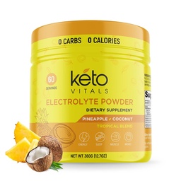 Keto Vital Electrolites Powder - Sugar Free Keto Electrolytes Powder with Kálium, Magnézium, Nátrium, & Kalcium - No Sugar Electrolyte Drink Mix & Hydration Powder, 60 Servings, Ananász Kókuszdió