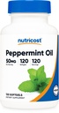 Nutricost Peppermint Oil Softgels (120 SFG) (50 MG) - Glutén mentes, harmadik fél tesztelt és GMO mentes