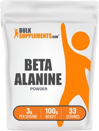 BulkSupplements.com Beta Alanine Powder - Beta -Alanine Supplement, Pre- Workout Supplement - Unfavored & Gluten Free, 3g per Serving, 100g (3.5 oz) (1-es csomag)